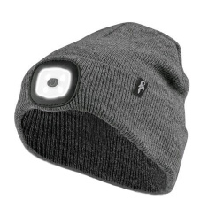 Zimná čiapka s LED svetlom a USB dobíjaním - šedá